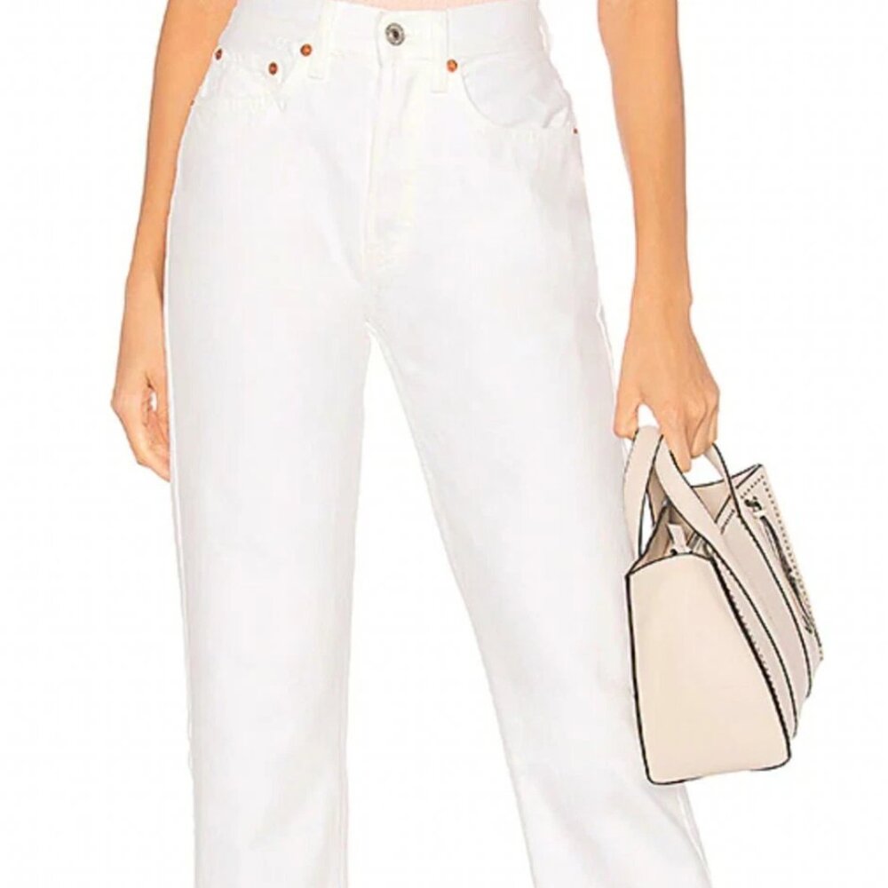 Re/Done Originals High Rise Stove Pipe White Jeans Size 26